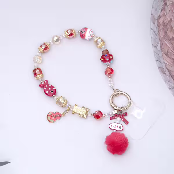 吉祥御守貓吉祥小毛球&times;手機腕帶掛繩