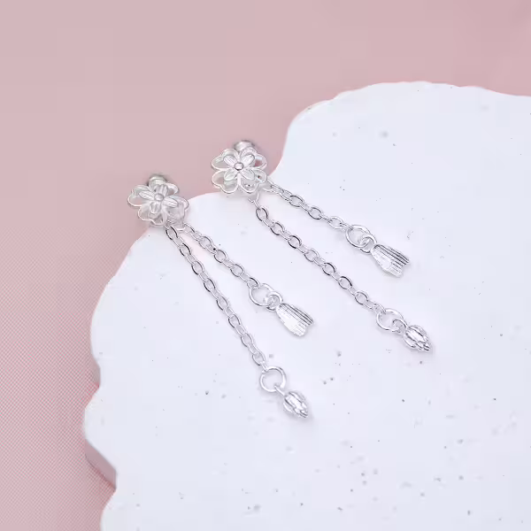 925銀針&times;小花流蘇&times;轉珠耳環