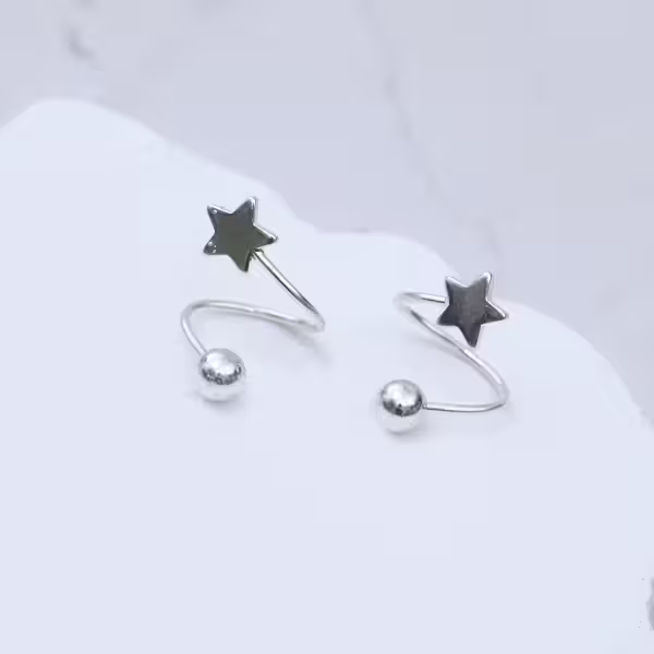 星星交叉線&times;轉珠耳環