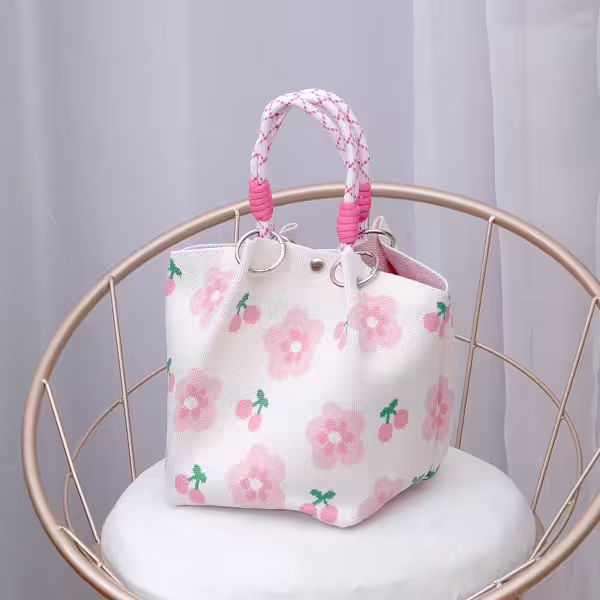 櫻桃小粉花&times;針織手提袋