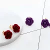 植毛絨玫瑰花×軟墊三角耳夾×浪漫紫-第3張