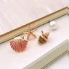 海星貝殼珍珠×單邊四套件耳環組×粉色-第1張