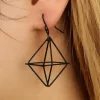 立體鏤空菱角錐×吊墜耳勾-第4張