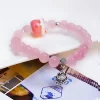 粉晶陶瓷福氣貓×固定式串珠手鍊-第1張