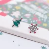 925銀針×聖誕樹與雪花×耳針-第1張