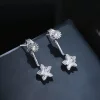 925銀針×鋯鑽五角星×後掛式耳針-第2張