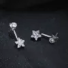 925銀針×鋯鑽五角星×後掛式耳針-第4張