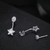 925銀針×鋯鑽五角星×後掛式耳針-第5張