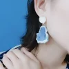 瑪瑙藍玉石紋×軟墊三角耳夾-第5張