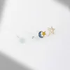 藍貝殼星月透白晶球×單邊四套件耳環組-第1張