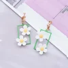 綠框框白花朵×螺旋耳夾-第2張