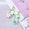綠框框白花朵×螺旋耳夾-第3張