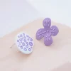 紫花與蓮藕×不對稱吊墜耳環-第1張