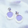 迷彩石紋紫片圓環×吊墜耳環-第5張