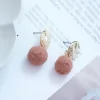 圓波紋小毛球×吊墜耳環×共二色-第4張