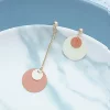 奶茶大小圓片×不對稱吊墜耳環-第1張