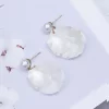 純白簡約珍珠貝殼×吊墜耳環-第4張