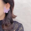 魅紫蕾絲刺繡紫蝴蝶×吊墜耳環-第6張