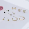 黑三角花朵C環×六套件耳環組-第1張