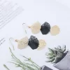 黑金鏤空杏葉×吊墜耳勾-第3張