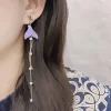 星星炫紫美人魚珍珠×不對稱吊墜耳環-第2張