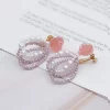粉紅玫瑰雙層珍珠×螺旋耳夾-第3張