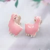 粉紅小羊駝×三角耳夾-第2張