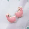 粉紅小羊駝×三角耳夾-第3張