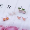 櫻粉×繽紛蝴蝶櫻桃小花 ×四套件耳環組-第1張