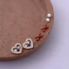 格子愛心領結珍珠×三套件耳環組-第5張