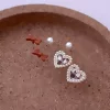 格子愛心領結珍珠×三套件耳環組-第6張
