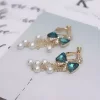 藍晶領結珍珠流蘇簾×螺旋耳夾-第4張