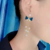 藍晶領結珍珠流蘇簾×螺旋耳夾-第6張