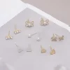 金鑽白花蝴蝶結愛心×六套件耳環組-第1張