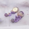 乾燥花瓣金箔紫丁香×吊墜耳環-第3張