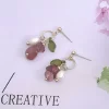 綠葉莓晶小珍珠×吊墜耳環-第3張