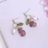綠葉莓晶小珍珠×吊墜耳環-第4張