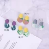 抽象藝術軟陶圓片×吊墜耳環×共四色-第2張