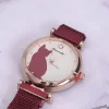 晶鑽小貓咪×磁吸造型型手錶×紅色-第3張