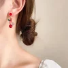 紅櫻桃珍珠×不對稱螺旋耳夾-第5張