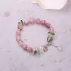 紅莓粉晶綠葉×固定式串珠手鍊-第1張