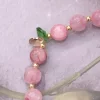 紅莓粉晶綠葉×固定式串珠手鍊-第4張