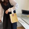 彩色條紋厚感帆布×手提袋×黃色-第6張