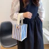 彩色條紋厚感帆布×手提袋×藍色-第5張