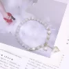 白色貓眼石珍珠愛心×固定式串珠手鍊-第1張