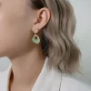莫蘭迪淡綠弧型×螺旋耳夾-第5張