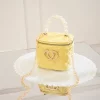 雙心立體水桶包×果凍鍊條斜背包×黃色-第1張