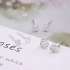 白銀色玫瑰與蝴蝶×三套件耳環組-第1張