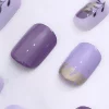 紫白金蔥花朵亮面×穿戴式手指甲片×二十四入-第3張