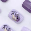 紫白金蔥花朵亮面×穿戴式手指甲片×二十四入-第4張